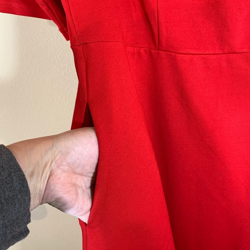 NWT City Chic Red Classic sleeve Midi dress with pockets; size 16 - Picture 10 of 12